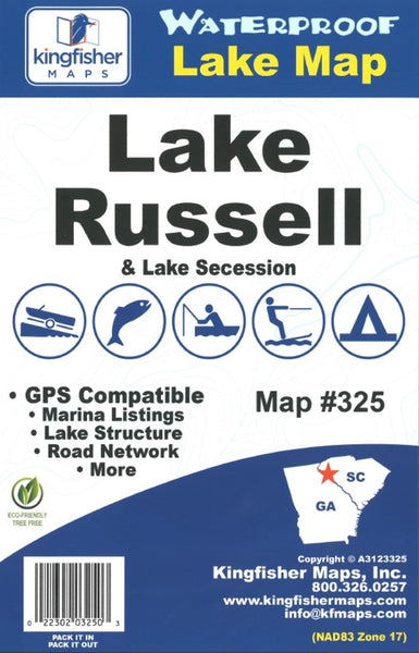 Russell/Secession Lakes, GA Fishing Map Kingfisher Maps, Inc.