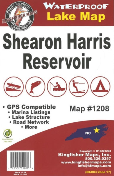 Shearon Harris Lake, NC Fishing Map Kingfisher Maps, Inc.