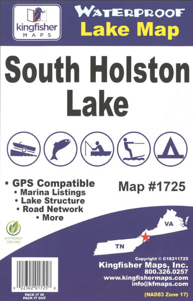 South Holston Lake, TN Fishing Map Kingfisher Maps, Inc.