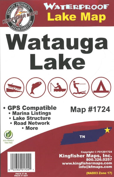 Watauga Lake, TN Fishing Map Kingfisher Maps, Inc.