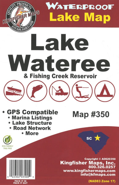 Wateree Lake, SC Fishing Map Kingfisher Maps, Inc.