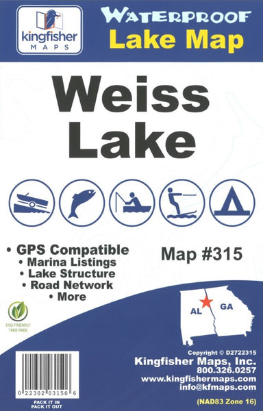 Weiss Lake, AL/GA Fishing Map Kingfisher Maps, Inc.