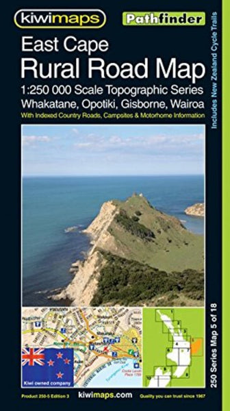 East Cape Rural Road Map Kiwi Maps