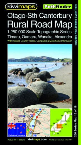 Otago-Sth Canterbury Rural Road Map Kiwi Maps
