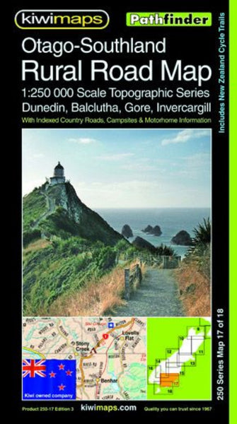 Otago-Southland Rural Road Map Kiwi Maps