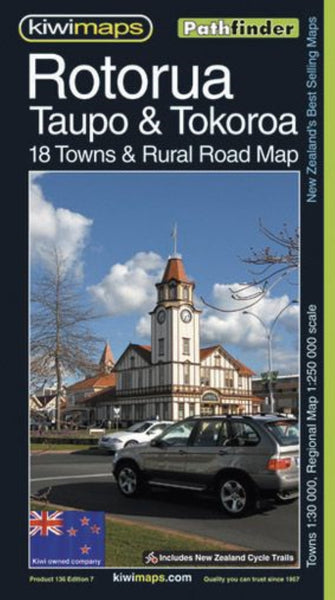 Rotorua Taupo & Tokoroa: 18 Towns & Rural Road Map Kiwi Maps