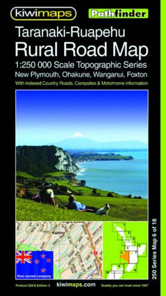 Taranaki-Ruapehu Rural Road Map Kiwi Maps