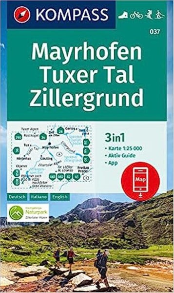 Mayrhofen - Tuxer Tal - Zillergrund Hiking Map Kompass