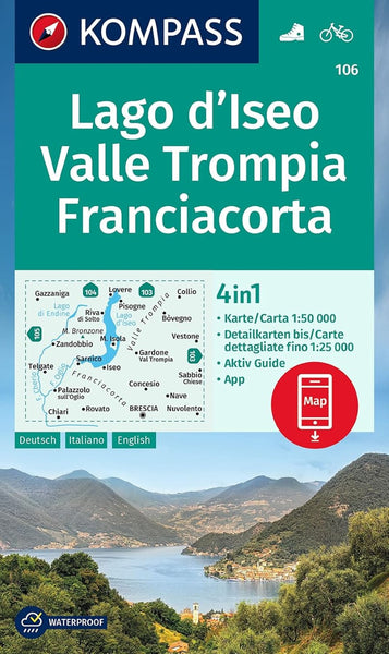 Lago d'Iseo Franciacorta Hiking Map Kompass