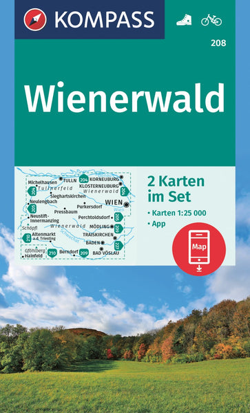Wienerwald 2-Set Hiking Map & Guide Kompass