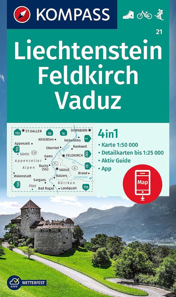 Liechtenstein Feldkirch, Vaduz Hiking Map Kompass