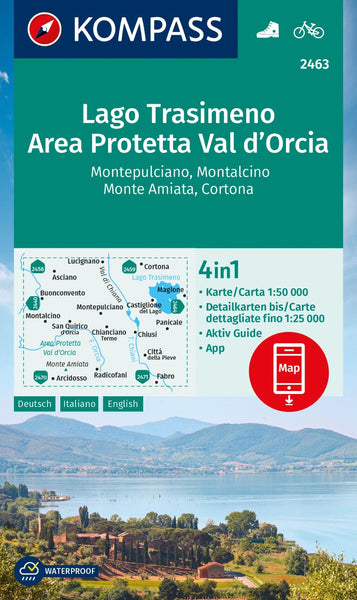 Lago Trasimeno Area Protteta Val 'd Orcia Hiking and Cycling Map Kompass