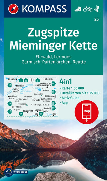 Zugspitze Mieminger Kette Hiking Map Kompass