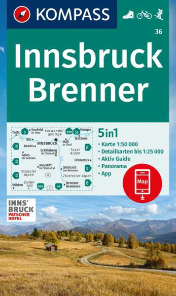 Innsbruck - Brenner Hiking Map Kompass