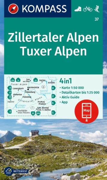 Zillertaler Alpen / Tuxer Alpen Hiking Map Kompass