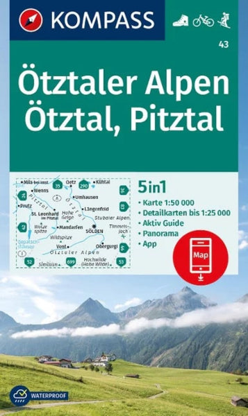 Ötztaler Alpen / Ötztal / Pitztal Hiking Map and Guide Kompass