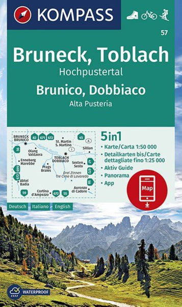 Bruneck/Brunico - Toblach/Dobbiaco Hiking Map Kompass