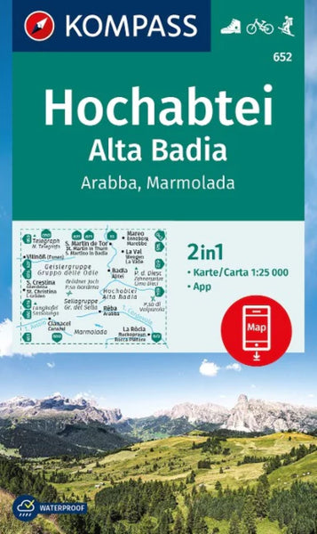 Hochabtei, Alta Badia, Alta Badia, Arabba, Marmolada Hiking Map Kompass