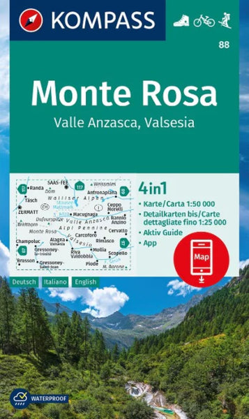 Monte Rosa hiking map (Kompass 88) Kompass