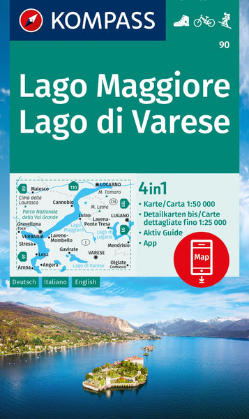 Lago Maggiore - Lago di Varese Hiking Map Kompass