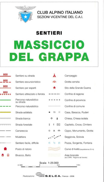 Massiccio del Grappa : Sentieri-Rifugi Litografia Artistica Cartografica