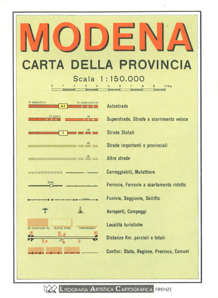 Modena : carta della provincia Litografia Artistica Cartografica