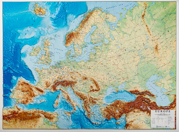EUROPE 1: 7,000,000 RELIEF MAP Litografia Artistica Cartografica