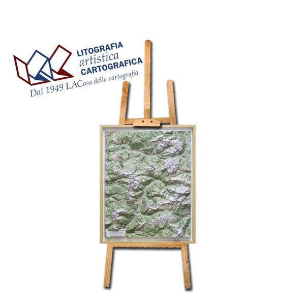 The Dolomites: Val di Fassa & Val Gardena Raised Relief Map Litografia Artistica Cartografica