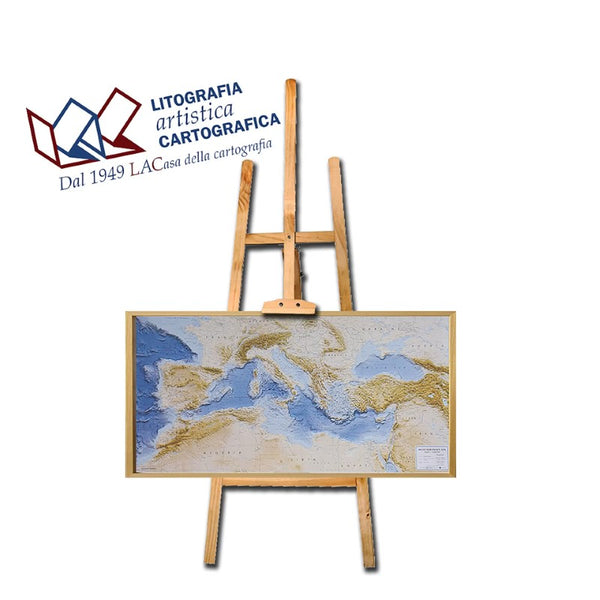 Mediterranean Sea - Raised Relief Map 67 x 124 cm Litografia Artistica Cartografica