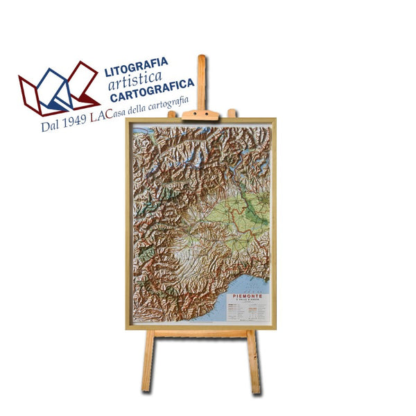 Piemonte & Valle d'Aosta, Italy Raised Relief Map Litografia Artistica Cartografica