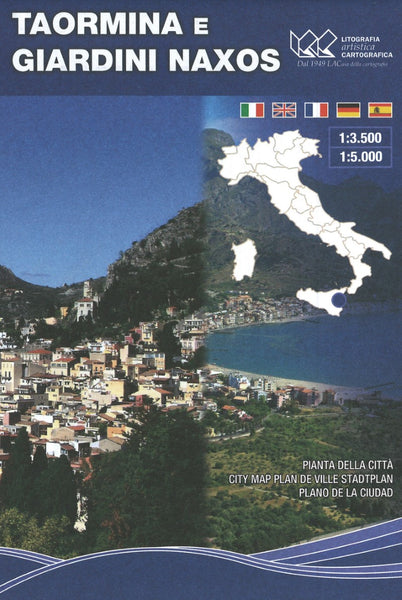Taormina : Giardini Naxos pianta della citta Litografia Artistica Cartografica