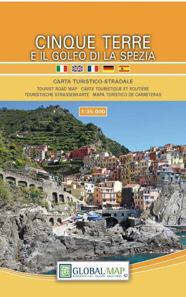 Cinque Terre e il Golfo di la Spezia Carta Turistica-Stradale Litografia Artistica Cartografica