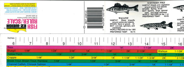 EZ Weigh Rulers NEW, More Fish, Pocket Folding 36" Lakemaps