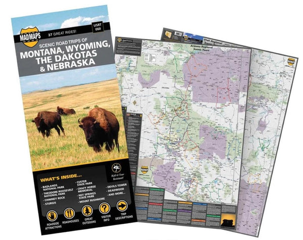 Scenic Road Trips of Montana, Wyoming, The Dakotas & Nebraska MAD Maps