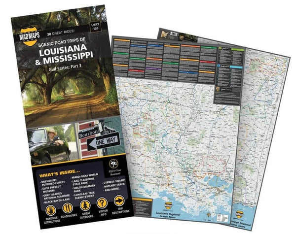 Scenic road trips of Louisiana & Mississippi MAD Maps