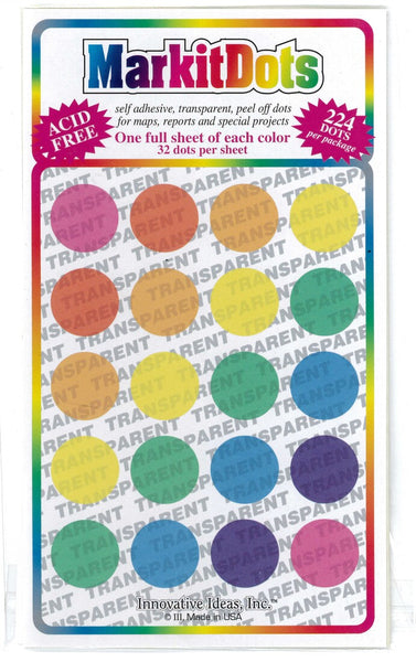 MarkIt Dots - Transparent 3/4" Map Dots in 7 Colors Innovative Ideas Inc.
