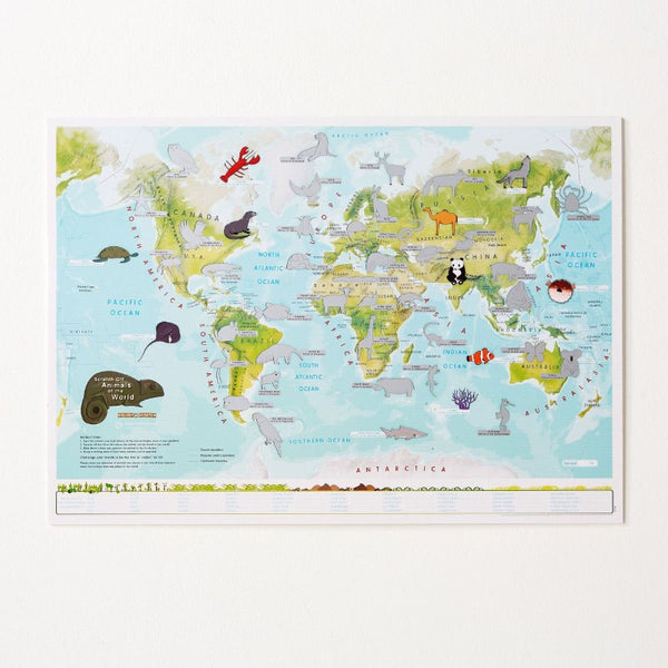 Scratch Animals World Wall Map Maps International Ltd.