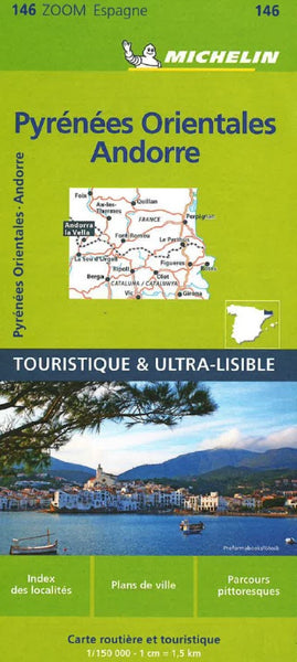 Map of eastern Pyrenees & Andorra - zoom Spain # 146 Michelin Maps and Guides