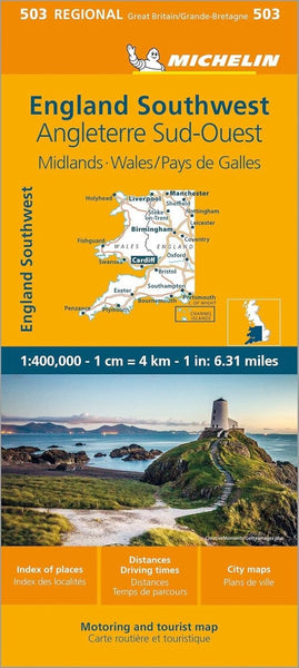 Wales, West Country and the Midlands (503) Road Map Michelin Maps and Guides