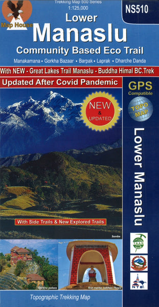 Lower Manaslu Community Based Eco Trail Trekking Map Himalayan MapHouse Pvt. Ltd