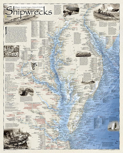 Shipwrecks of the Delmarva : wall map National Geographic Maps