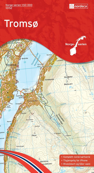Tromso (Tromsø) 1:50,000 Hiking Map #10152 Nordic Maps (Nordeca)