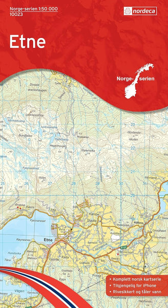 Etne, 1:50,000 Hiking Map, #10023 Nordic Maps (Nordeca)