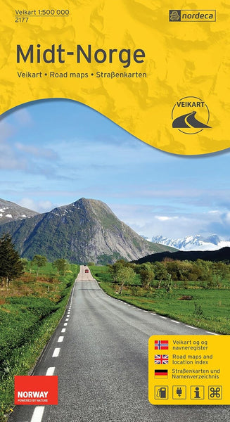 Mid-Norway (Veikart Midt-Norge) 1:500,000 Road Map Nordic Maps (Nordeca)