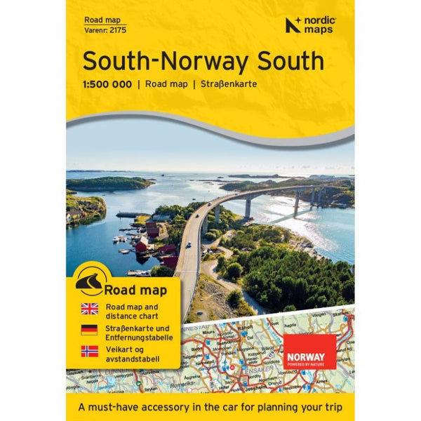 South-Norway South (Veikart Sør-Norge Sør) Road Map Nordic Maps (Nordeca)