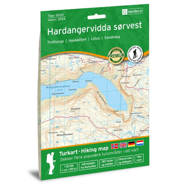 Hardangervidda Southwest (Sørvest) Topo 3000 Series Hiking Map 1:50,000, #3054 Nordic Maps (Nordeca)