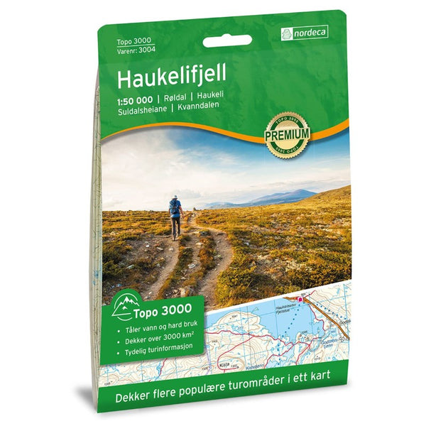 Haukelifjell Topo 3000 Series Hiking Map 1:50,000, #3004 Nordic Maps (Nordeca)