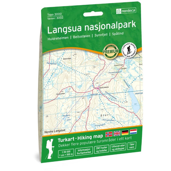 Langsua Nasjonalpark Topo 3000 Hiking Map 1:50,000, #3002 Nordic Maps (Nordeca)