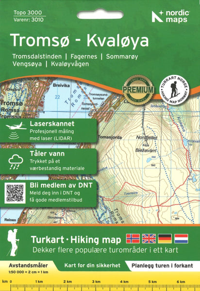 Tromso-Kvaloya (Tromsø-Kvaløya) Topo 3000 Series Hiking Map 1:50,000, #3010 Nordic Maps (Nordeca)
