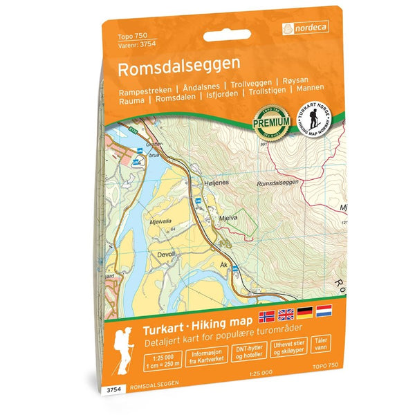 Romsdalseggen Topo 750 Series Hiking Map 1:50,000, #3754 Nordic Maps (Nordeca)